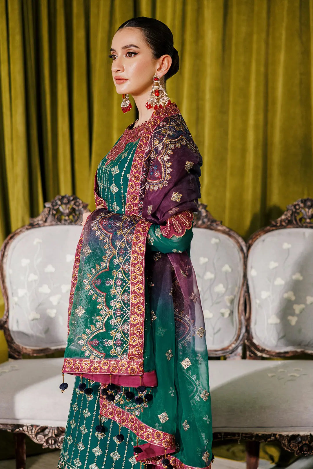 AF-CH-2174-Nagar C Sea Green Embroidered Chiffon