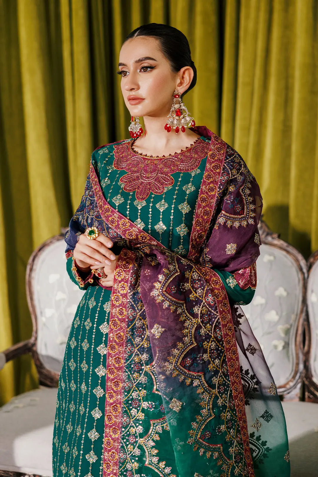 AF-CH-2174-Nagar C Sea Green Embroidered Chiffon