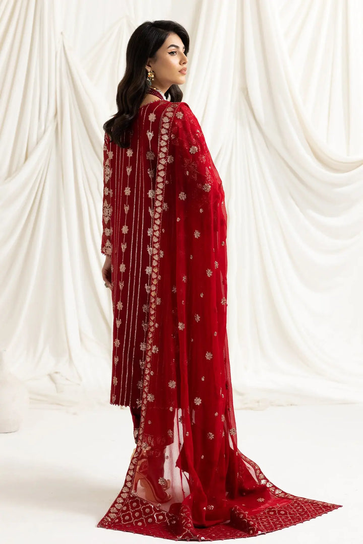 AF-DUA-3015-Alara Red Embroidered Chiffon
