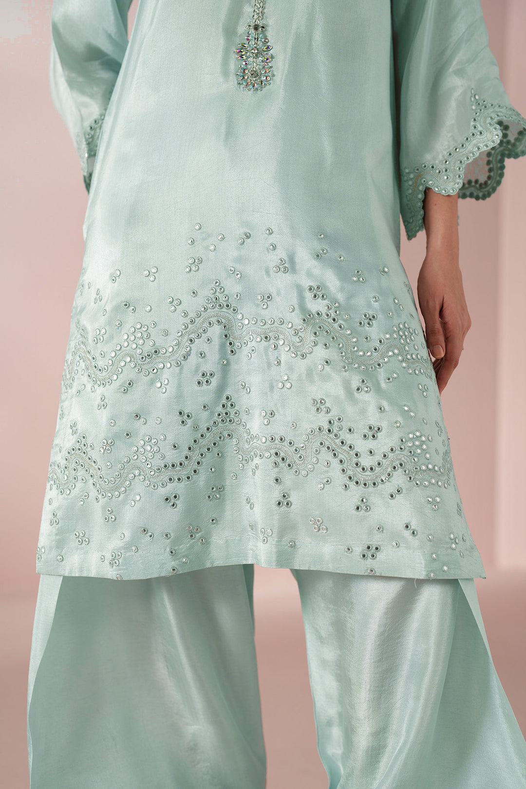 Ice Blue Dress 3 piece - RTW1030