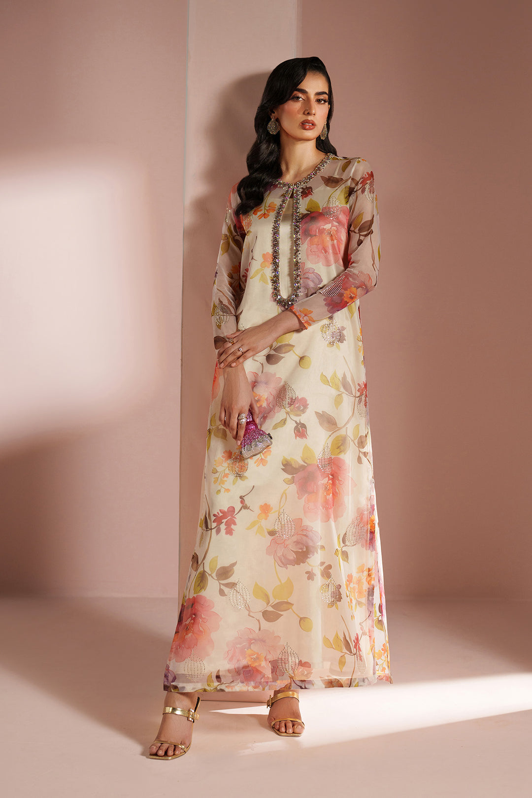 Skin Printed Dress 4 piece - RTW1032