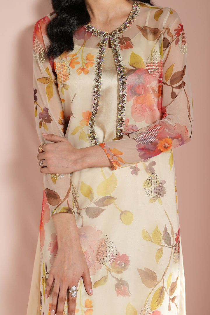 Skin Printed Dress 4 piece - RTW1032