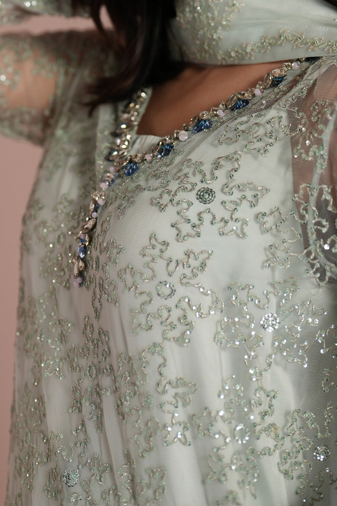 Ice Blue Dress 4 Piece - RTW1033