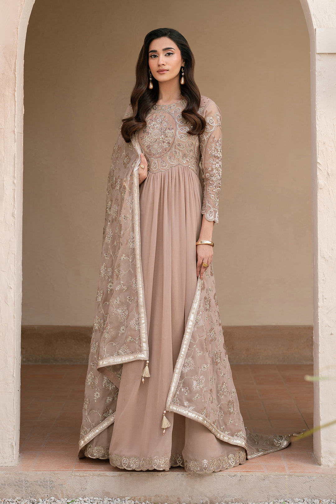 Beige Dress 3 piece - RTW1027