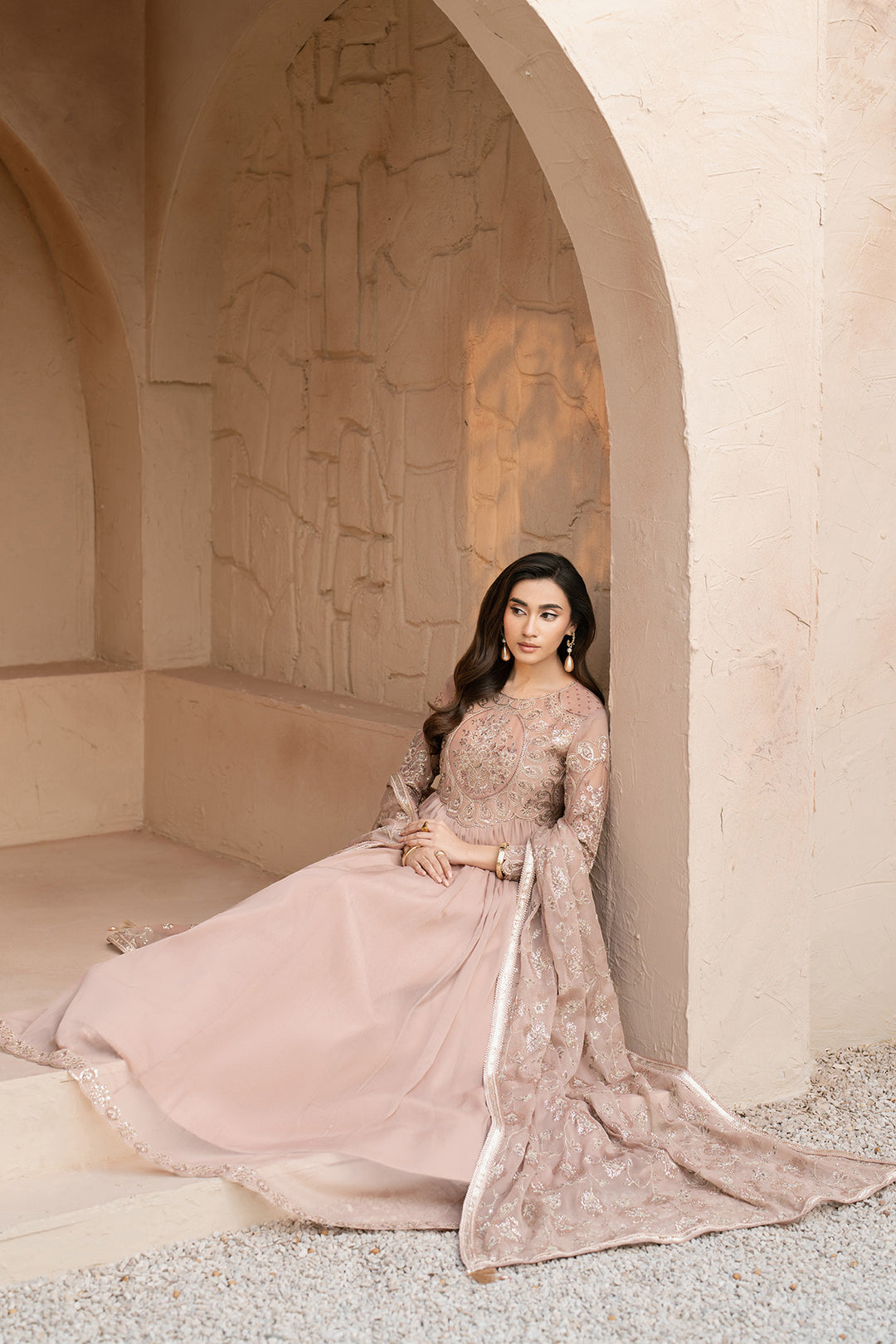 Beige Dress 3 piece - RTW1027