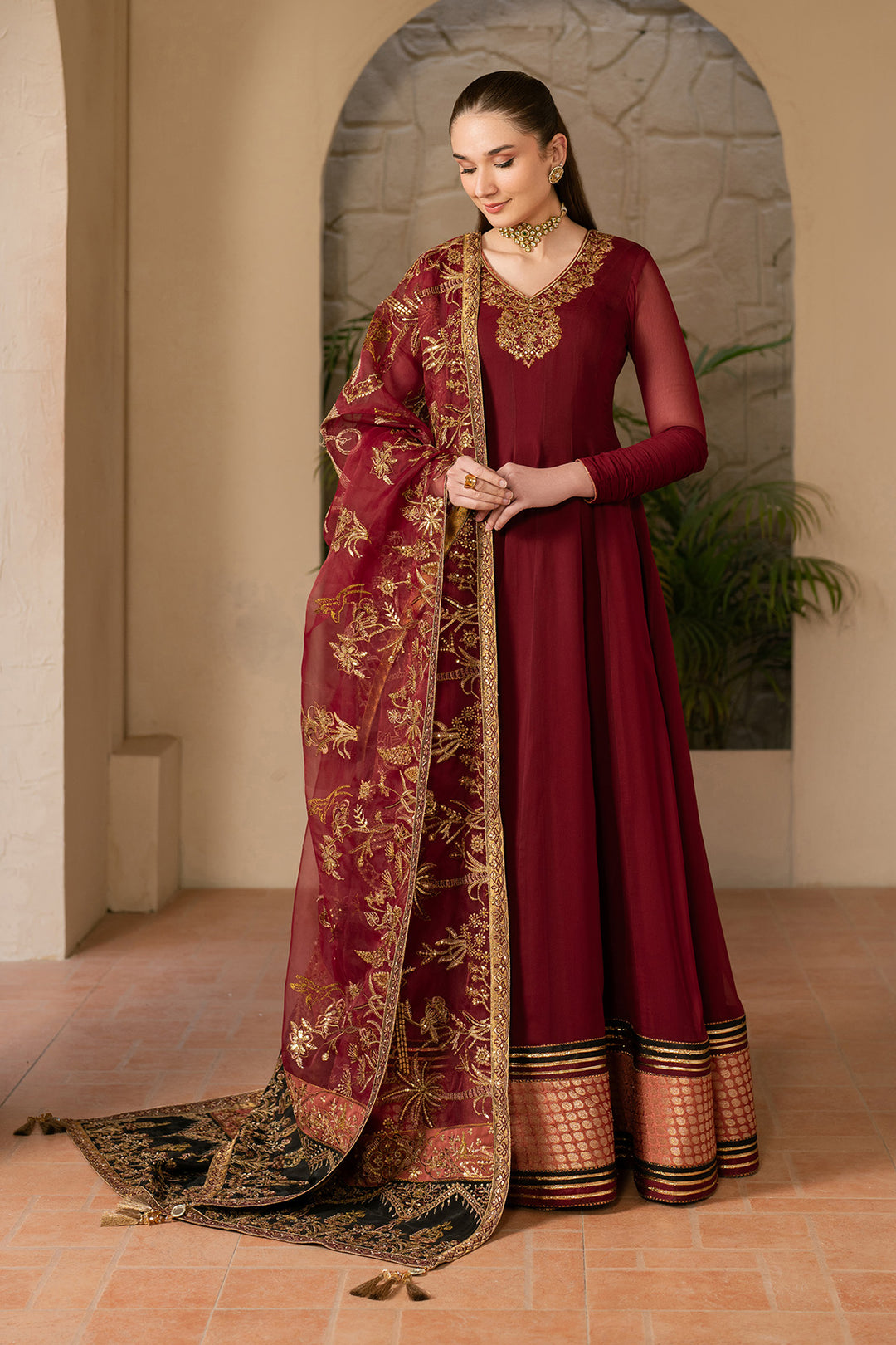 Maroon Dress 3 piece - RTW1024