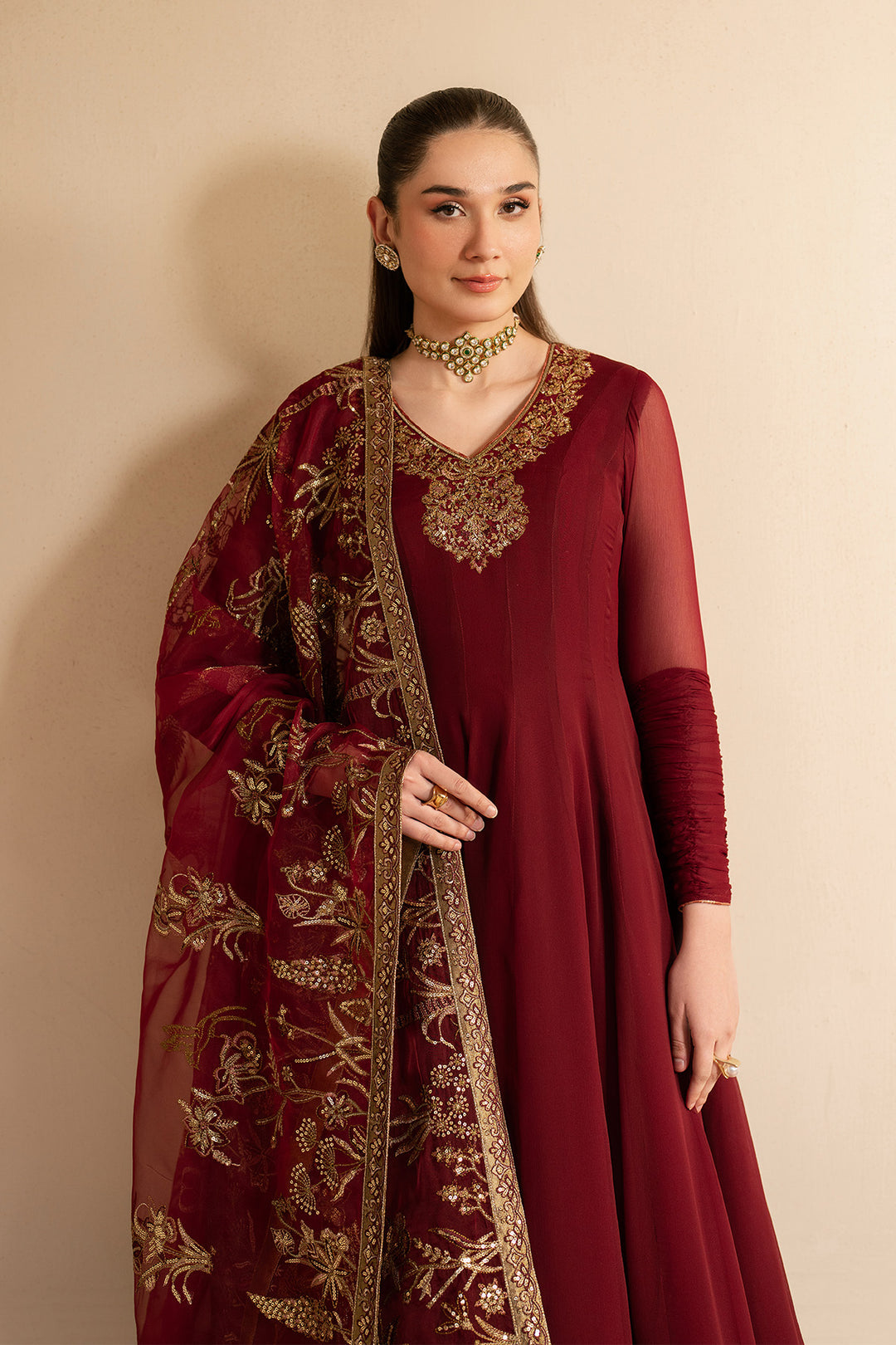 Maroon Dress 3 piece - RTW1024