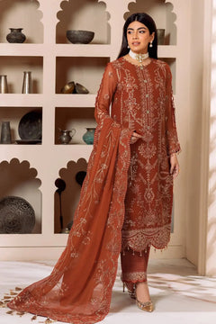 AF-DUA-3003-Lyra Rust Embroidered Chiffon